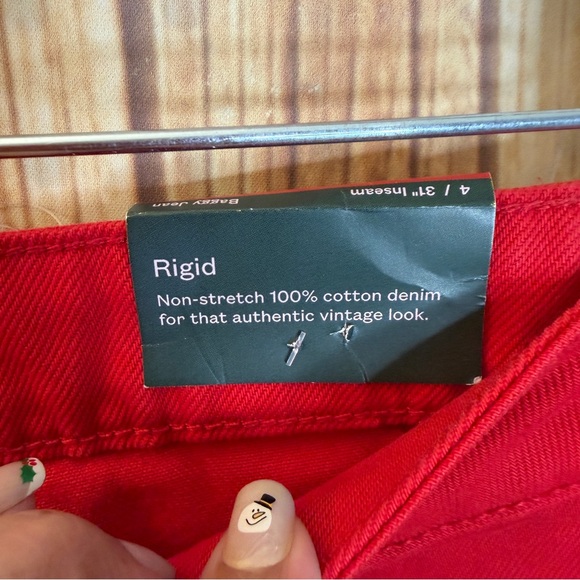 Wild Fable Women’s Low Rise Baggy Rigid Red Jeans 31” Inseam Size 4 - Picture 9 of 11